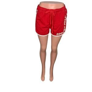Disney Junk Food Y2K Short Toy Story Pizza Planet Print on Back Red White Size M